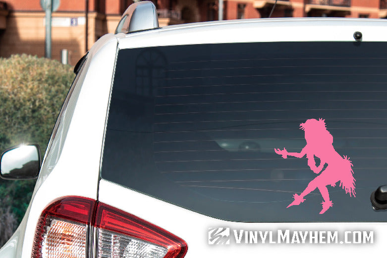 Hawaiian hula dancer girl wahine palms raised vinyl sticker