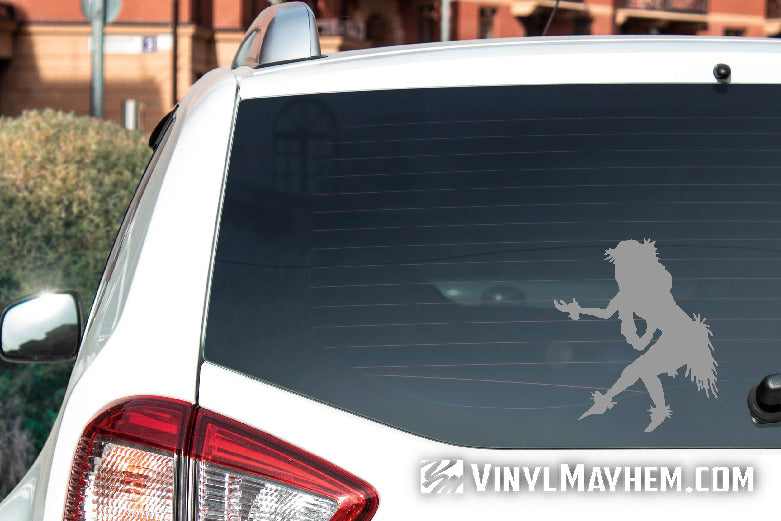 Hawaiian hula dancer girl wahine palms raised vinyl sticker