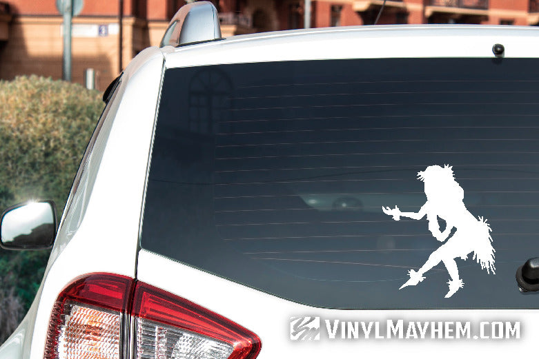 Hawaiian hula dancer girl wahine palms raised vinyl sticker