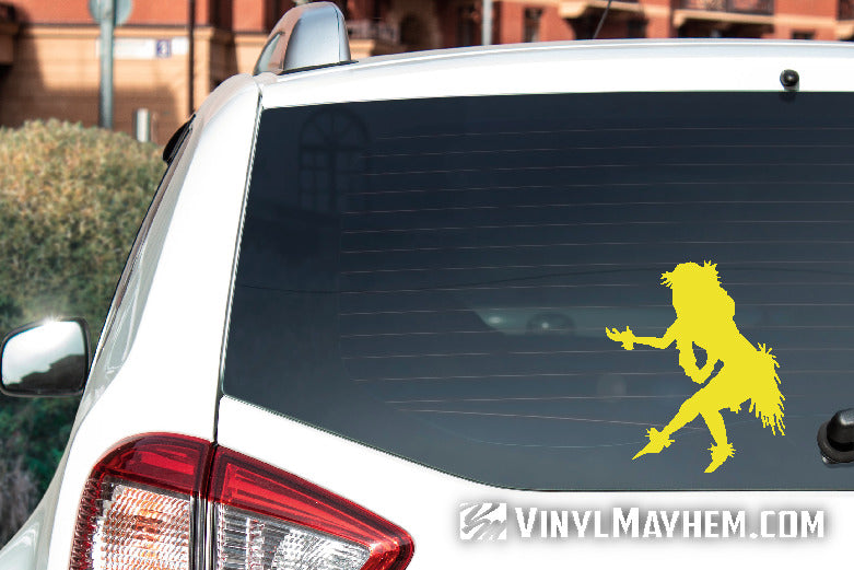 Hawaiian hula dancer girl wahine palms raised vinyl sticker