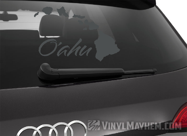 2 Adesivi Per Auto Hawaii USA – Sticker Stato Delle Hawaii, Contorno Ritagliato, 11 Cm, Bianco