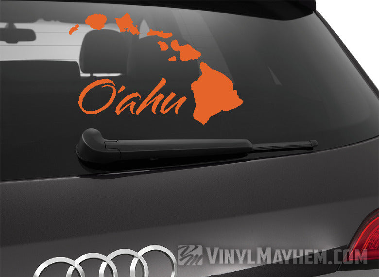 2 Adesivi Auto Hawaii – Sticker Stato USA A Forma Di Isole, Taglio Contorno, Nero, 11 Cm