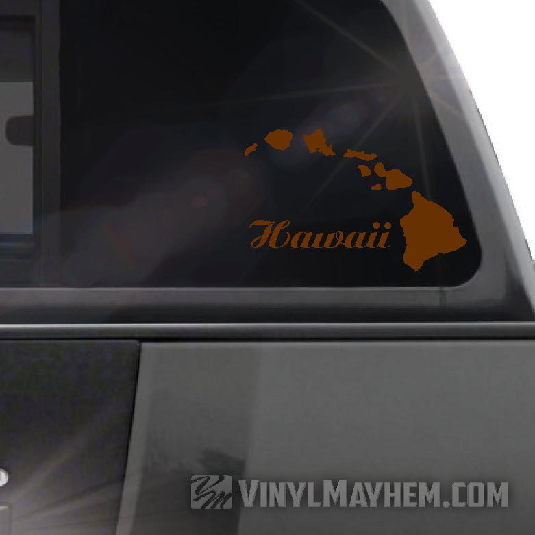Hawaiian Island chain with Hawaii script vinyl sticker