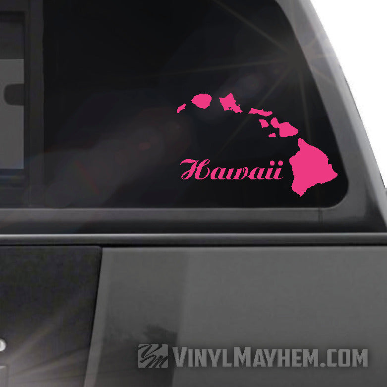 Hawaiian Island chain with Hawaii script vinyl sticker