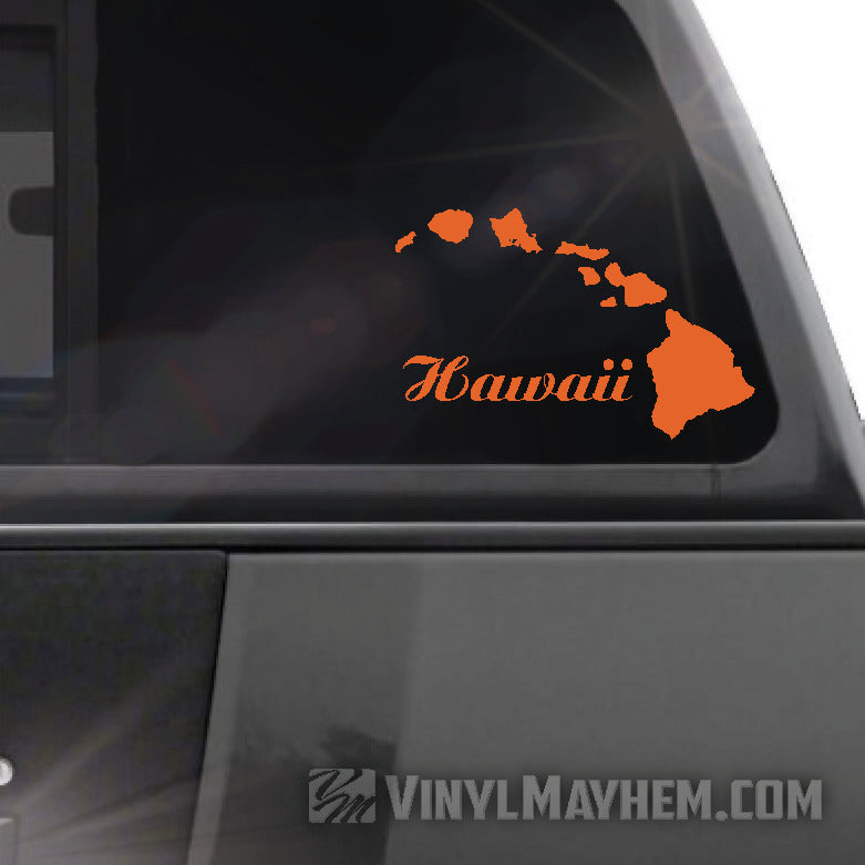 Hawaiian Island chain with Hawaii script vinyl sticker