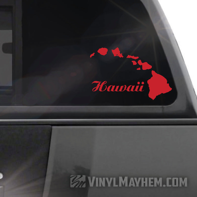 Hawaiian Island chain with Hawaii script vinyl sticker