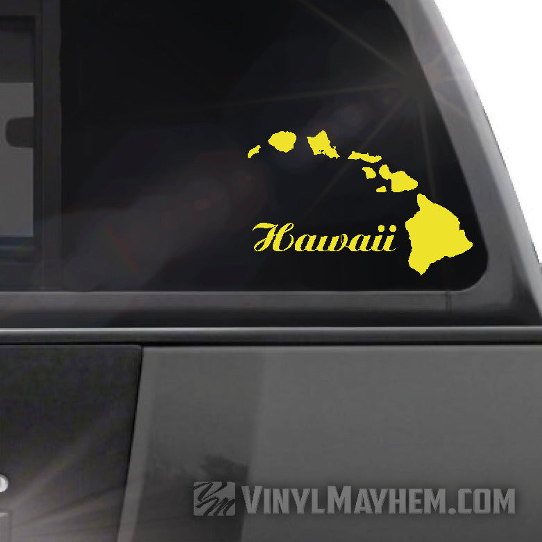Hawaiian Island chain with Hawaii script vinyl sticker