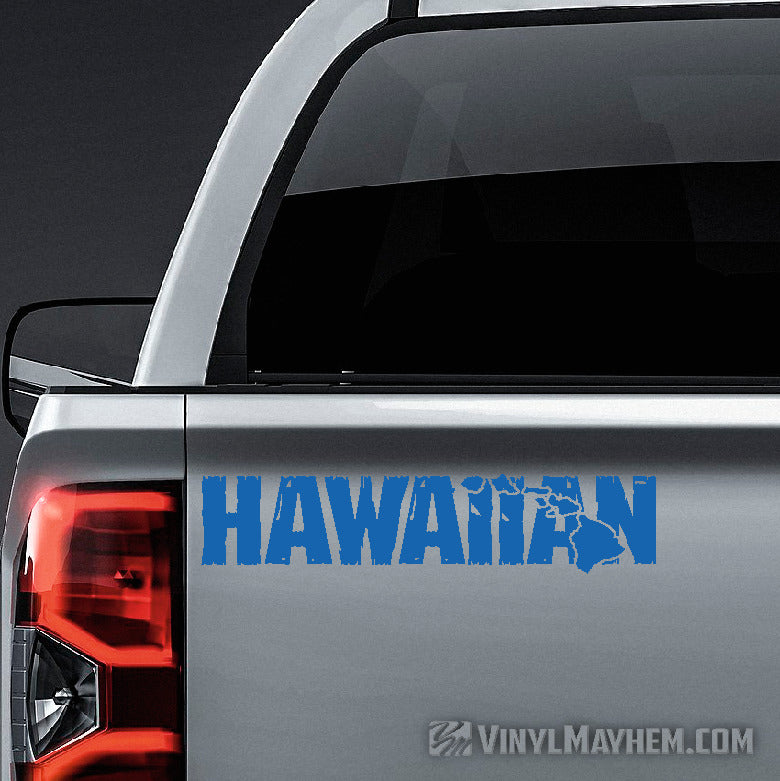 Hawaiian Islands distressed text vinyl sticker