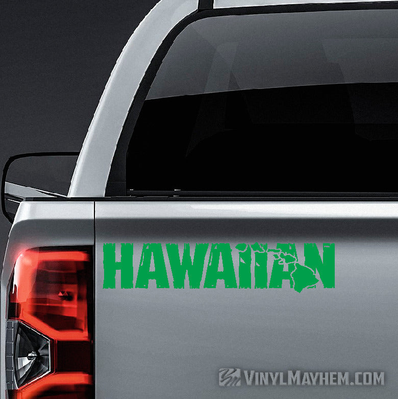 Hawaiian Islands distressed text vinyl sticker