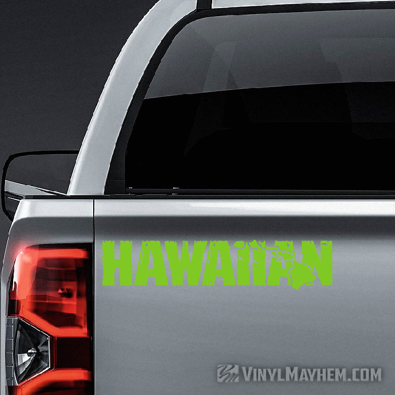 Hawaiian Islands distressed text vinyl sticker