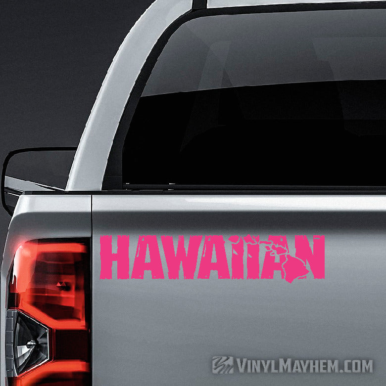 Hawaiian Islands distressed text vinyl sticker