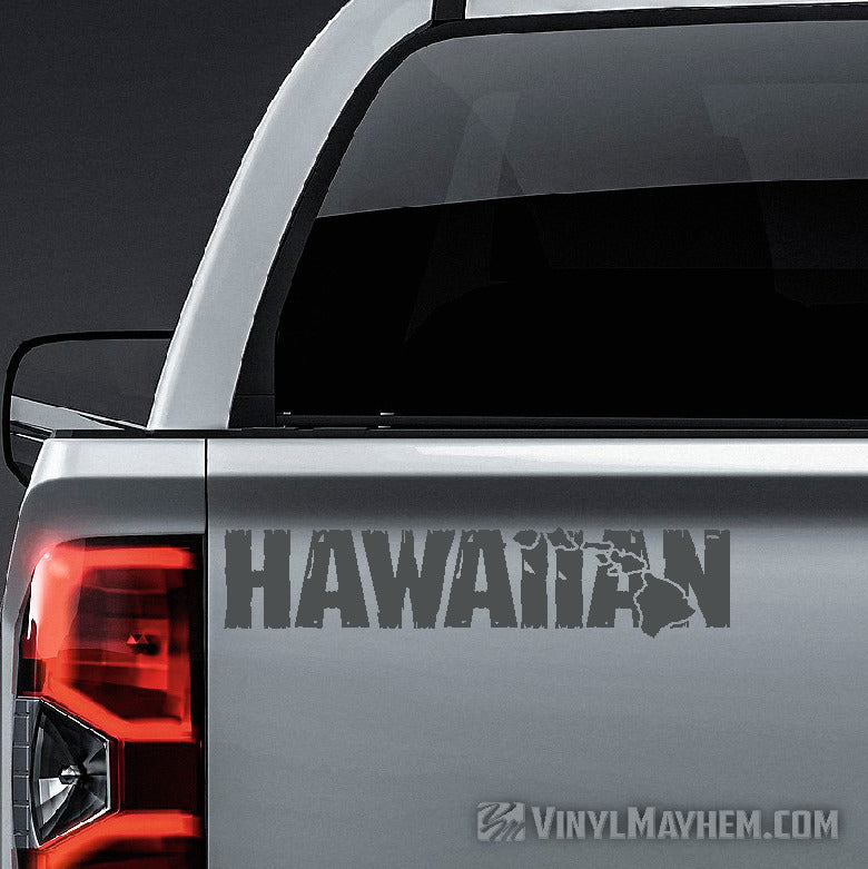 Hawaiian Islands distressed text vinyl sticker
