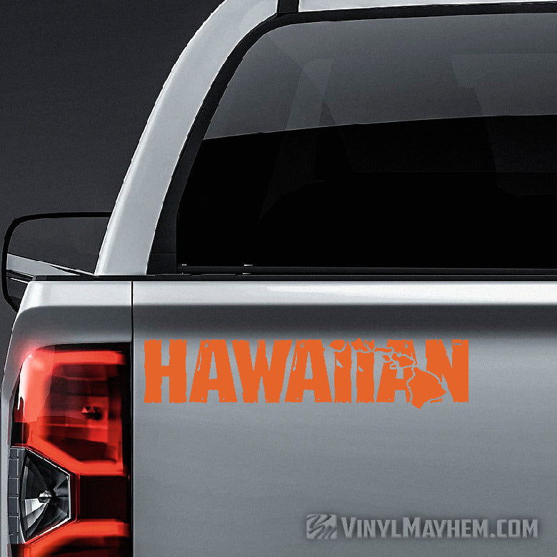 Hawaiian Islands distressed text vinyl sticker