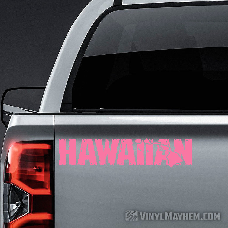 Hawaiian Islands distressed text vinyl sticker