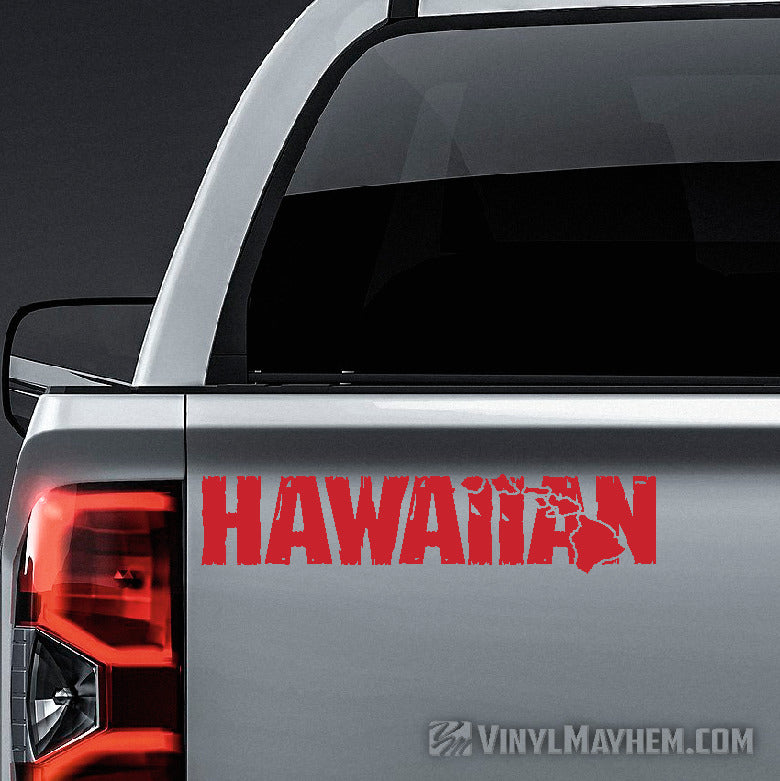 Hawaiian Islands distressed text vinyl sticker