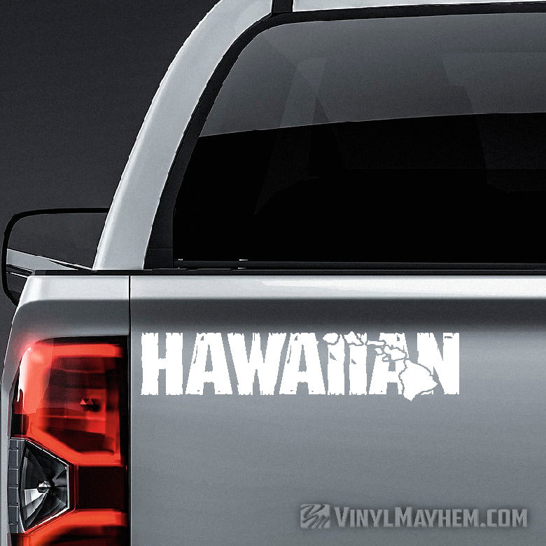 Hawaiian Islands distressed text vinyl sticker