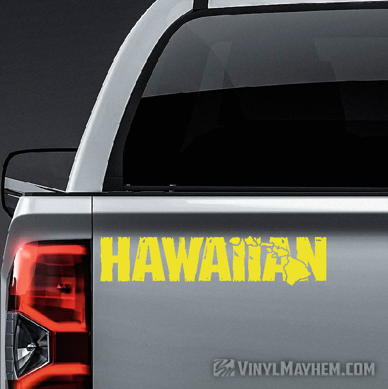 Hawaiian Islands distressed text vinyl sticker