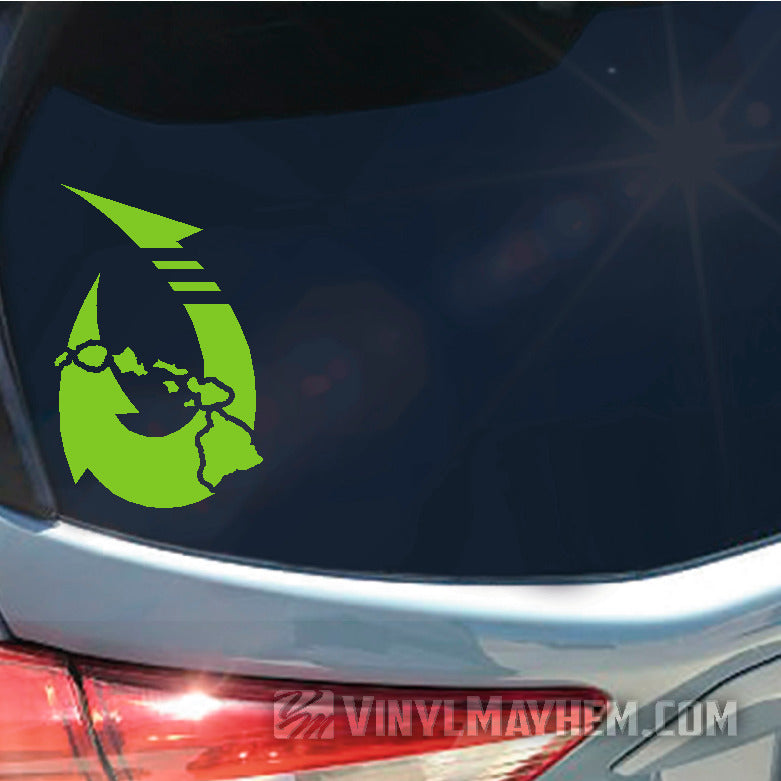 Hawaiian Islands fish hook vinyl sticker