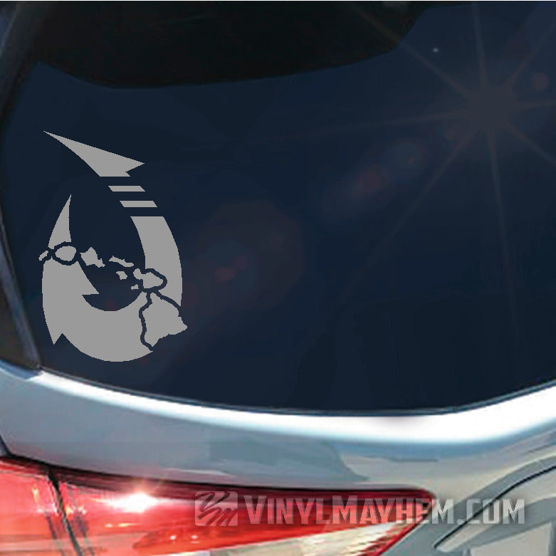 Hawaiian Islands fish hook vinyl sticker