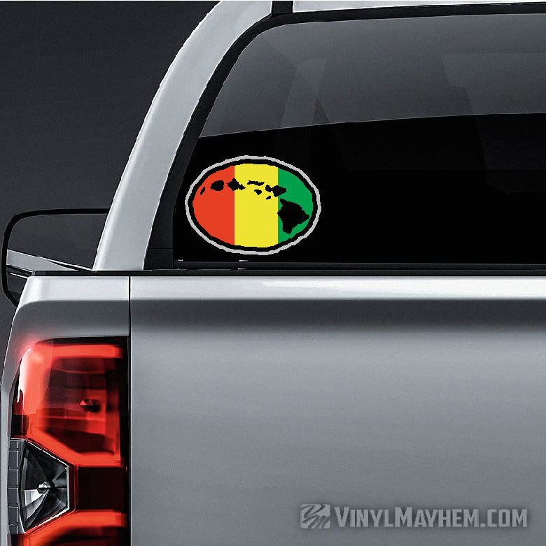Hawaiian islands Rasta oval sticker