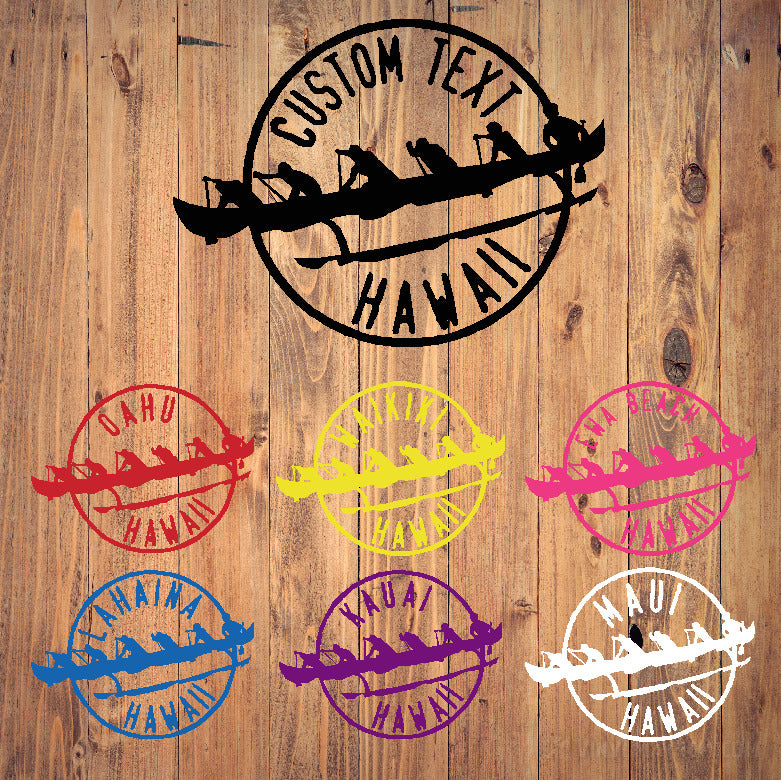 Hawaii Outrigger custom text Hawaiian vinyl sticker