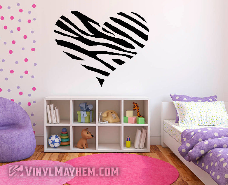 Heart zebra pattern vinyl sticker