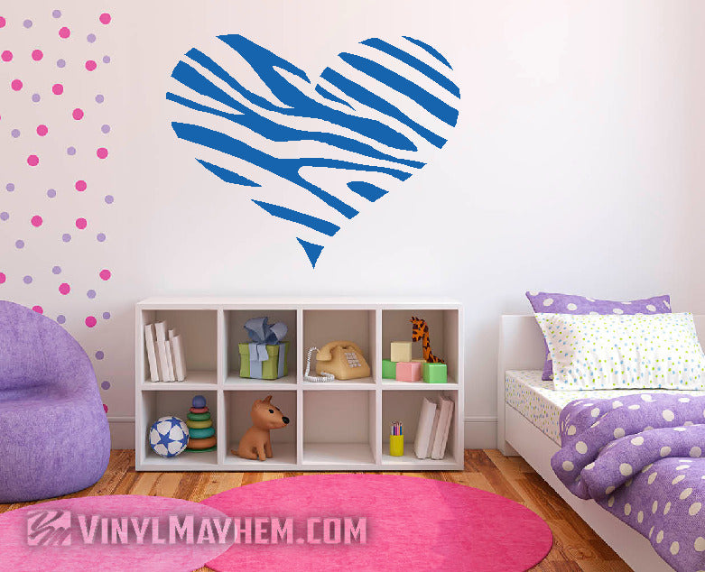 Heart zebra pattern vinyl sticker
