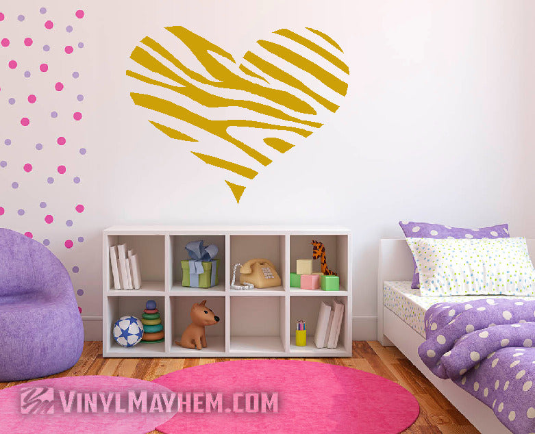Heart zebra pattern vinyl sticker