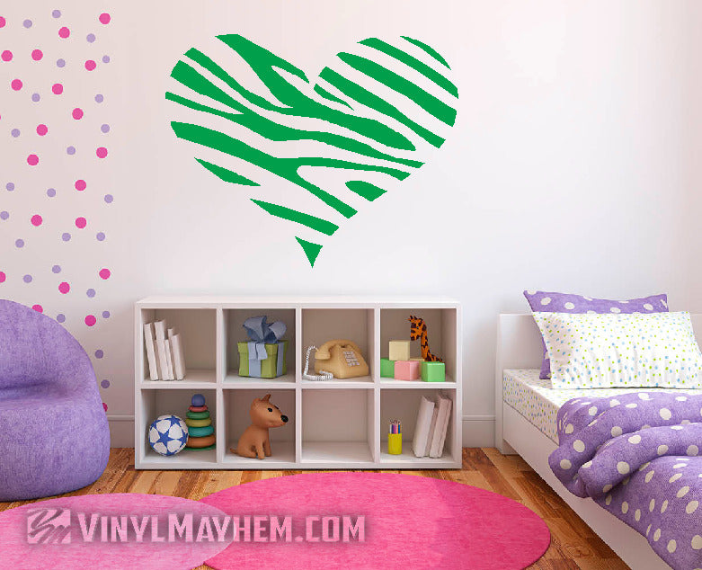 Heart zebra pattern vinyl sticker