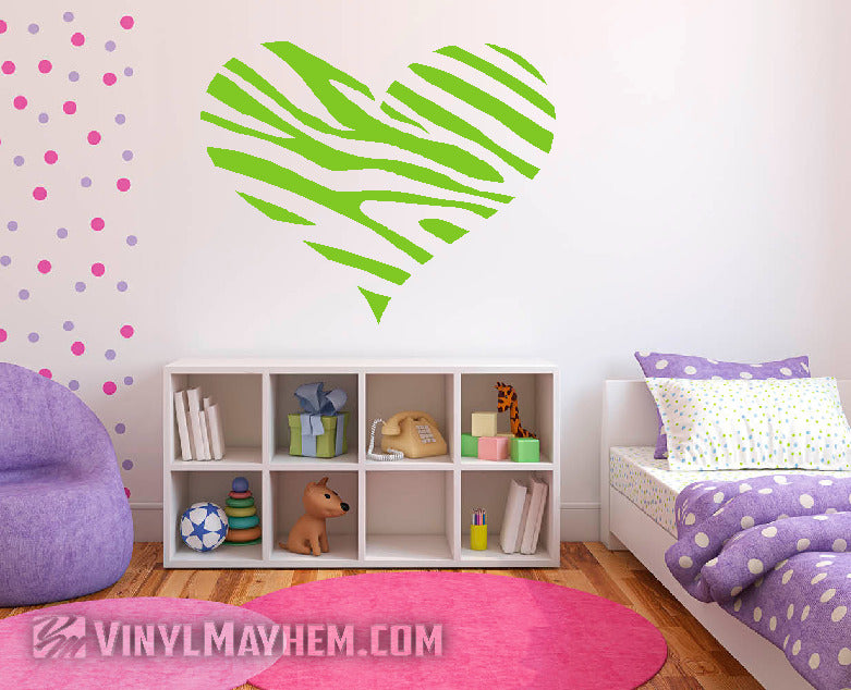 Heart zebra pattern vinyl sticker
