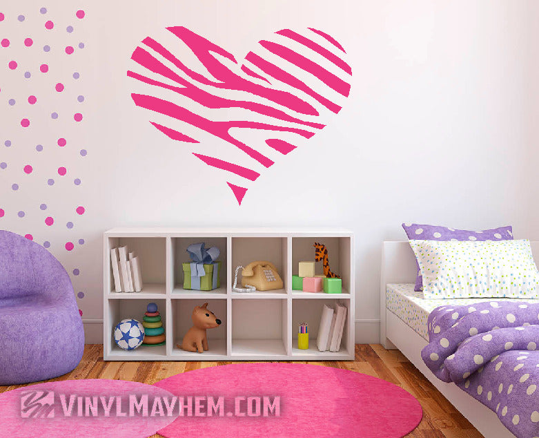 Heart zebra pattern vinyl sticker