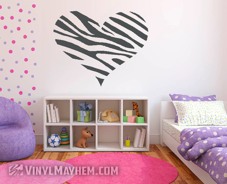 Heart zebra pattern vinyl sticker