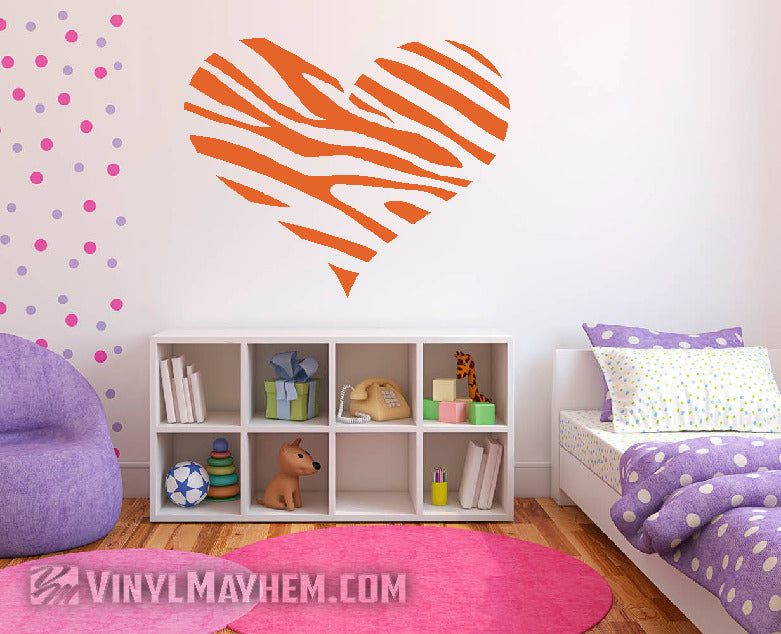 Heart zebra pattern vinyl sticker
