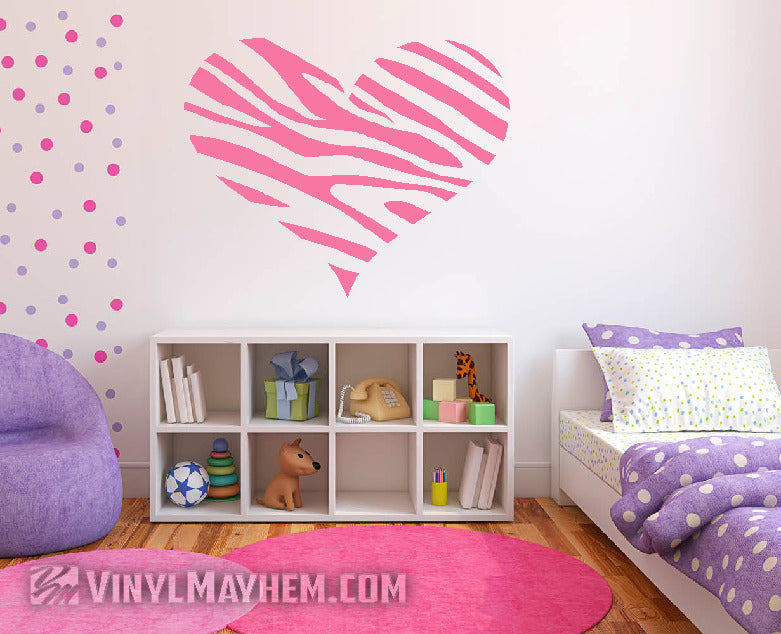Heart zebra pattern vinyl sticker