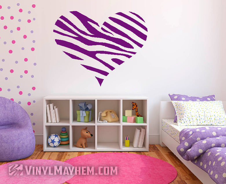 Heart zebra pattern vinyl sticker
