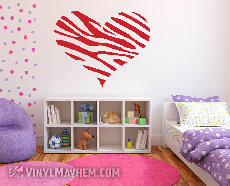 Heart zebra pattern vinyl sticker
