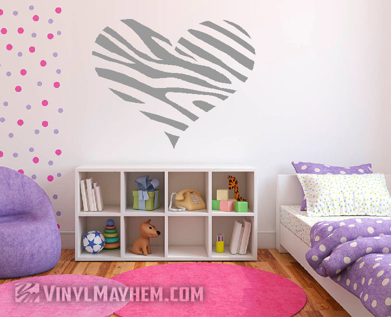 Heart zebra pattern vinyl sticker