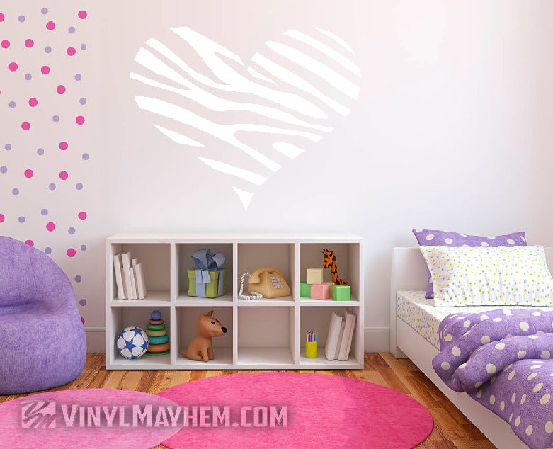 Heart zebra pattern vinyl sticker