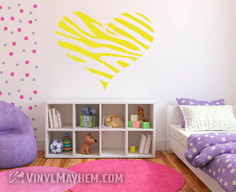 Heart zebra pattern vinyl sticker