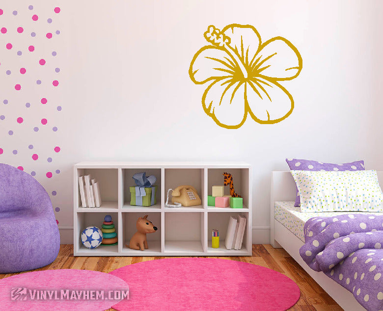Hibiscus flower facing left vinyl sticker