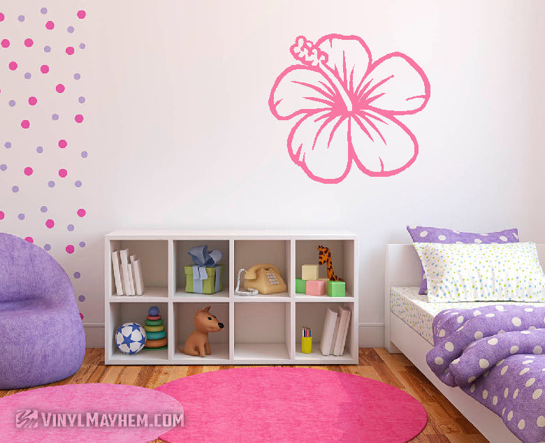 Hibiscus flower facing left vinyl sticker