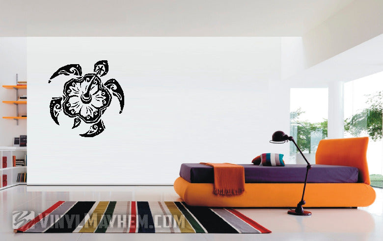 Hibiscus tribal turtle vinyl sticker