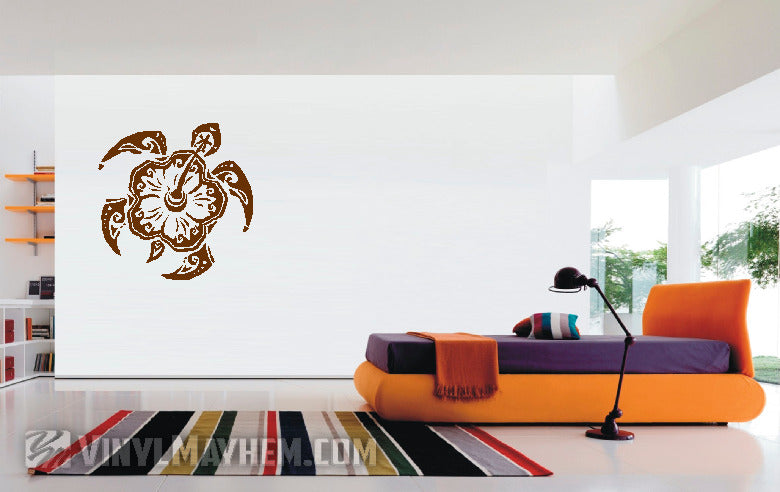 Hibiscus tribal turtle vinyl sticker