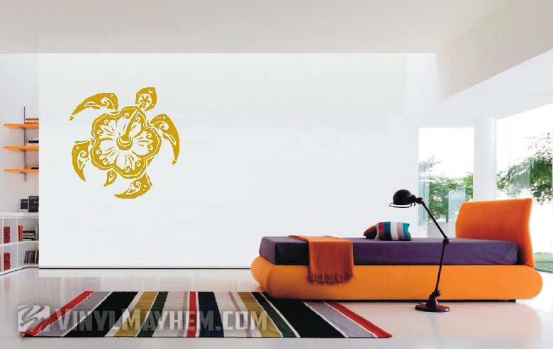Hibiscus tribal turtle vinyl sticker