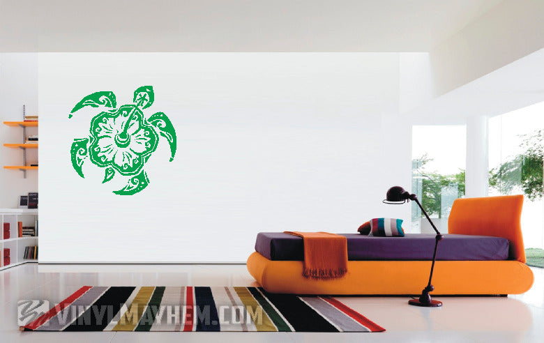 Hibiscus tribal turtle vinyl sticker