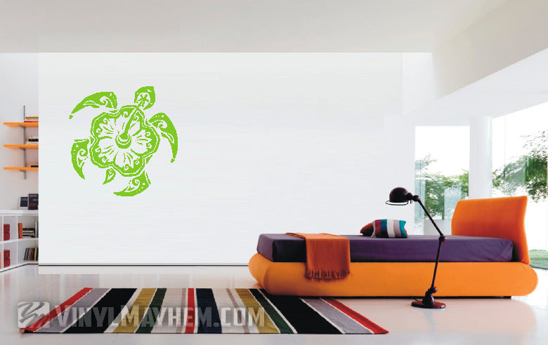 Hibiscus tribal turtle vinyl sticker