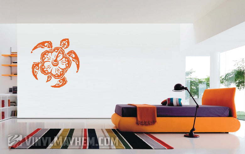 Hibiscus tribal turtle vinyl sticker