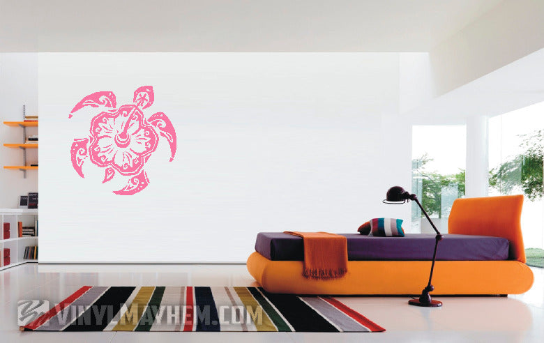 Hibiscus tribal turtle vinyl sticker