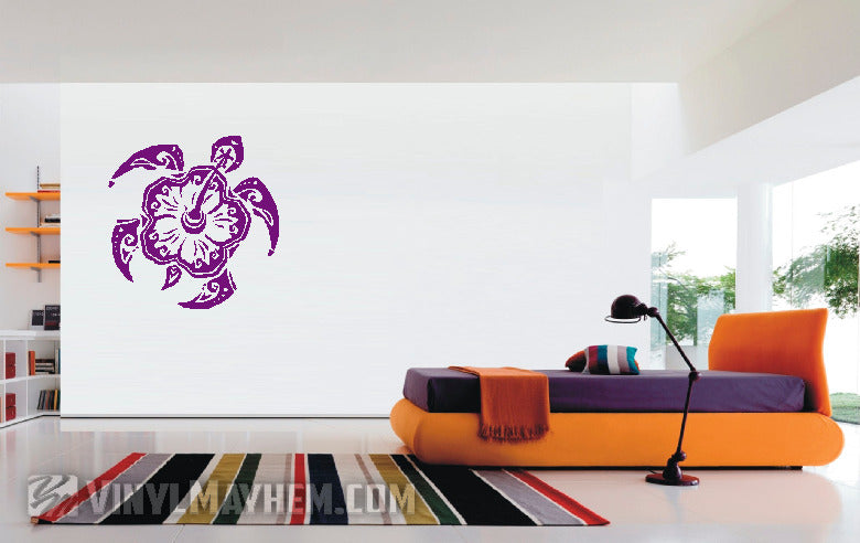 Hibiscus tribal turtle vinyl sticker