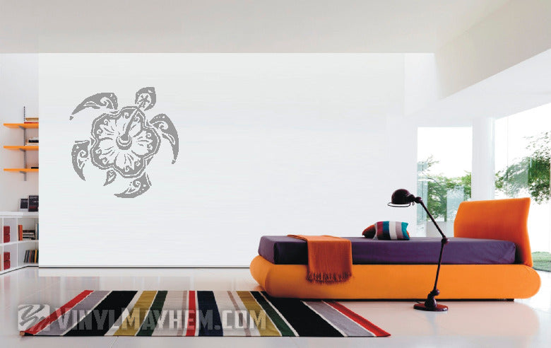 Hibiscus tribal turtle vinyl sticker